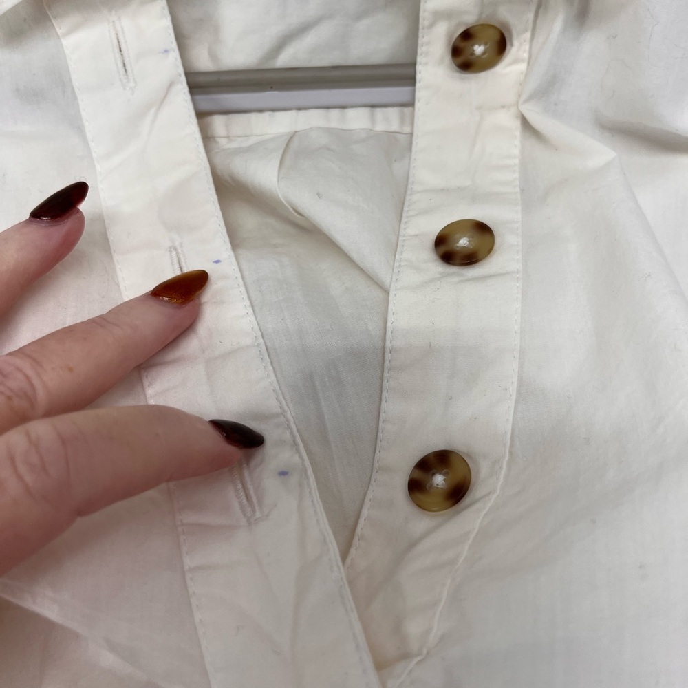 Anthropologie Maeve Henley Popover Shirt in white cotton poplin‎ - Picture 12 of 12